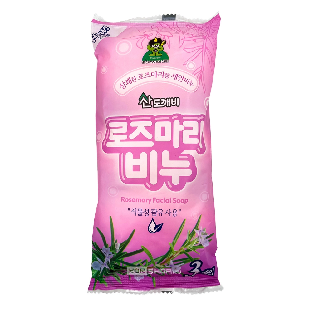 Мыло для лица на основе масличной пальмы с ароматом розмарина Sandokkaebi, Корея, 3*80 г