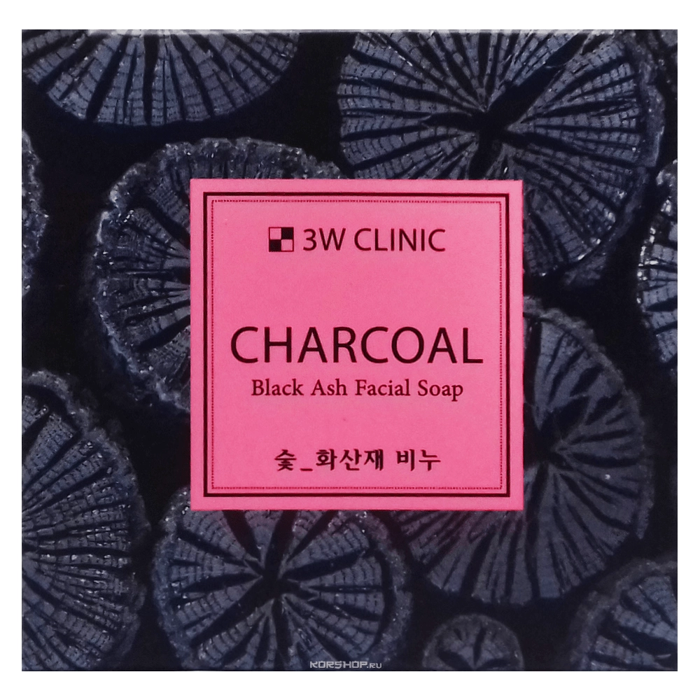 Кусковое мыло для лица с древесным углем 3W Clinic, Корея, 100 г