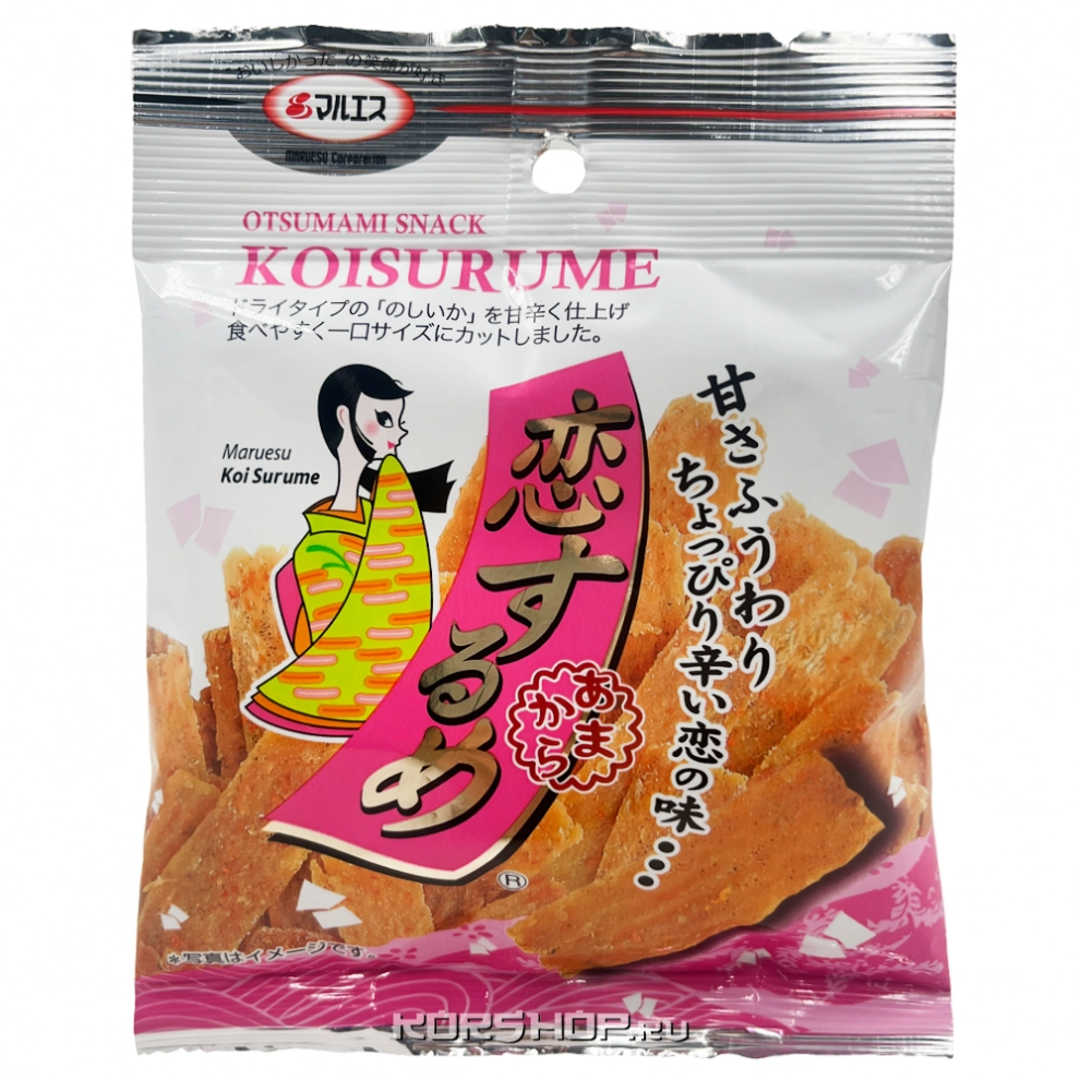 Вяленый кальмар Koi Surume Maruesu Tabekiri, Япония, 15 г Вяленый кальмар Koi Surume Maruesu Tabekiri, Япония, 15 г