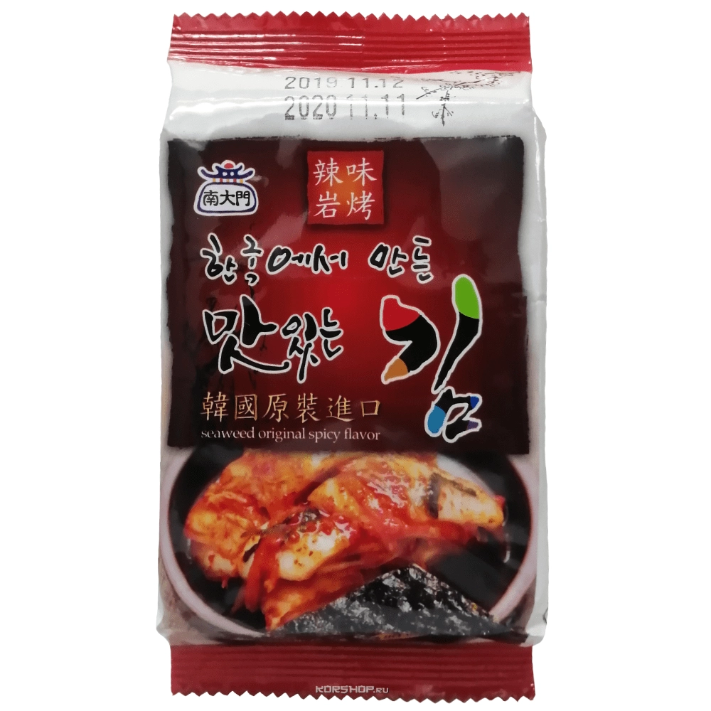Хрустящая обжаренная морская капуста с кимчи (в пластинках), Корея, 4,5 г Хрустящая обжаренная морская капуста с кимчи (в пластинках), Корея, 4,5 г