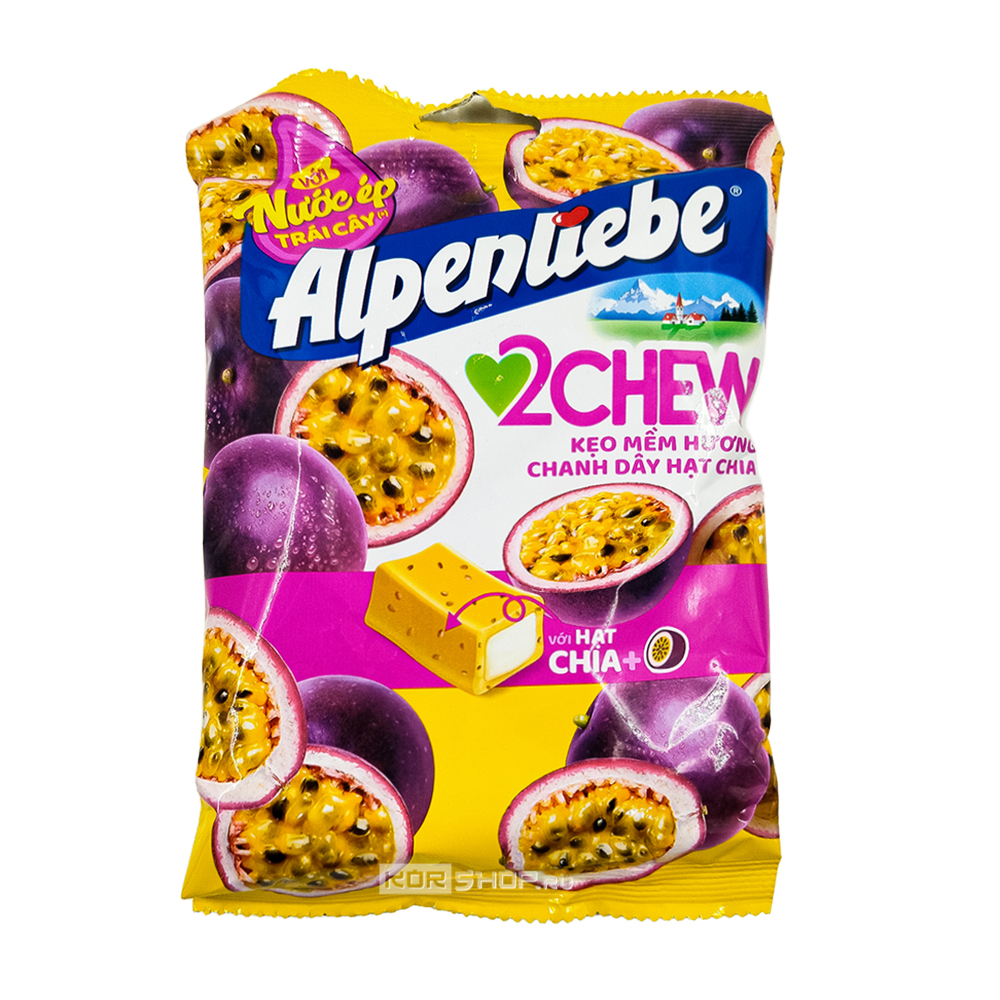 Жевательные конфеты со вкусом маракуйи Alpenliebe 2 Chew, Вьетнам, 84 г Жевательные конфеты со вкусом маракуйи Alpenliebe 2 Chew, Вьетнам, 84 г
