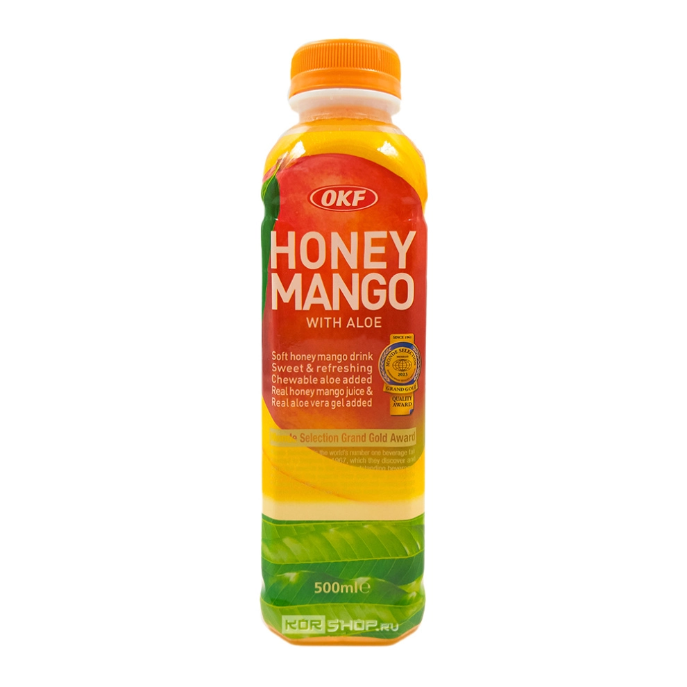Напиток «Манго + Алоэ» фруктовый освежающий Honey Mango With Aloe OKF, Корея, 500 мл