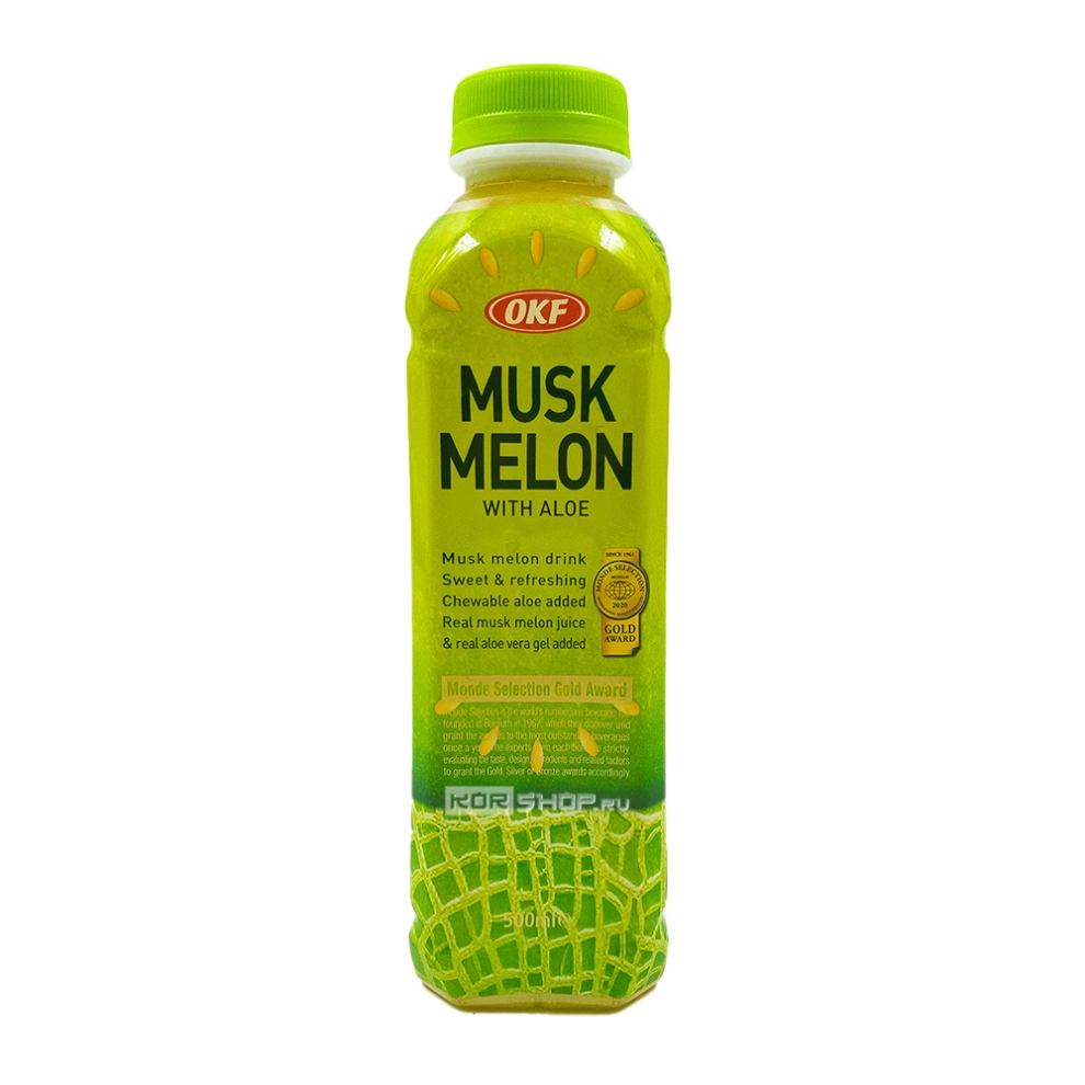 Напиток «Дыня + Алоэ» фруктовый освежающий Musk Melon With Aloe OKF, Корея, 500 мл