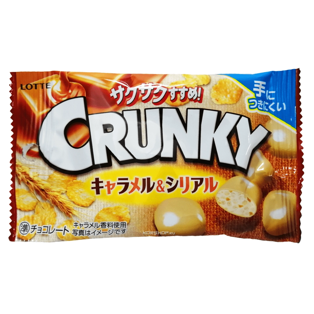 Хрустящие шоколадные шарики с карамелью и злаками Crunky Pop Joy Lotte, Япония, 32 г