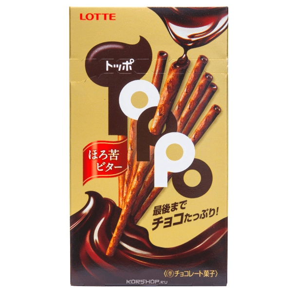 Хрустящие палочки с горьким шоколадом Toppo Bitter Lotte, Япония, 72 г