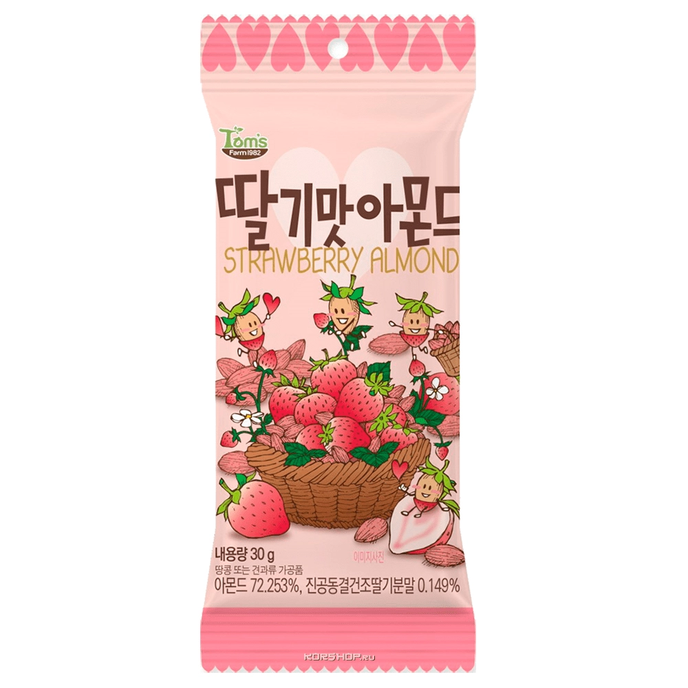 Миндаль обжаренный в клубничной обсыпке, Корея, 30 г