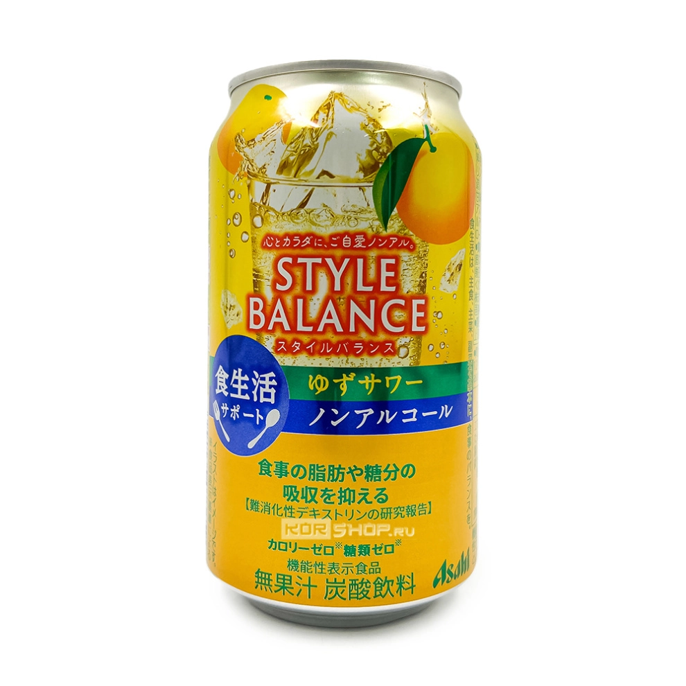 Напиток б/а газированный со вкусом юдзу Style Balance Asahi, Япония, 350 мл Напиток б/а газированный со вкусом юдзу Style Balance Asahi, Япония, 350 мл