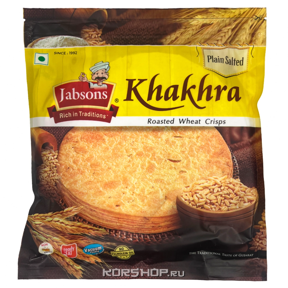 Хрустящая соленая лепешка Khakhra Plain Salted Jabsons, Индия, 180 г Хрустящая соленая лепешка Khakhra Plain Salted Jabsons, Индия, 180 г