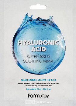 Тканевая суперувлажняющая маска с гиалуроновой кислотой Hyaluronic Acid Super Aqua Soothing Mask FarmStay, Корея