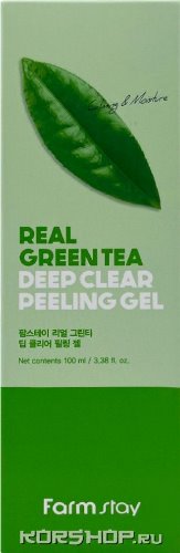 Пилинг-гель для лица с экстрактом зеленого чая Real Green Tea Deep Clear Peeling Gel FarmStay, Корея