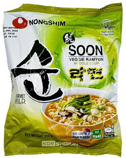 Лапша рамен неострая с овощами (пакет) Soon Veggie Nongshim, Корея Лапша рамен неострая с овощами (пакет) Soon Veggie Nongshim, Корея