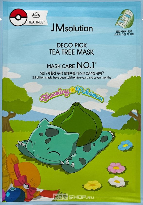 Маска противовоспалительная с экстрактом чайного дерева Бульбазавр Deco Pick Tea Tree Mask JMsolution, Корея