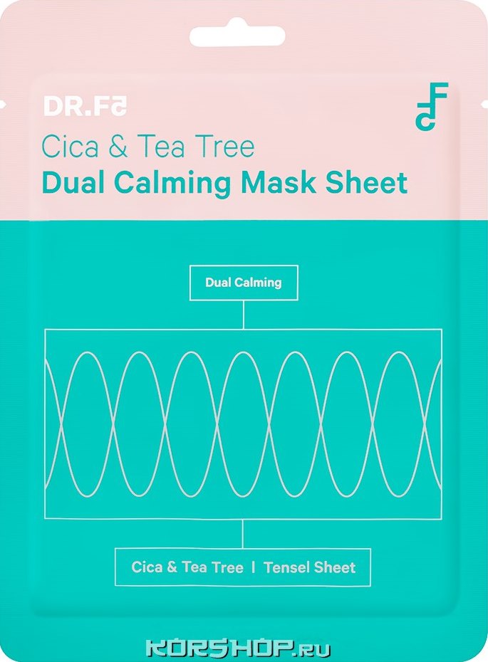 Успокаивающая маска двойного действия с центеллой и чайным деревом Cica Tea Tree Dual Calming Mask Sheet DR.F5, Корея