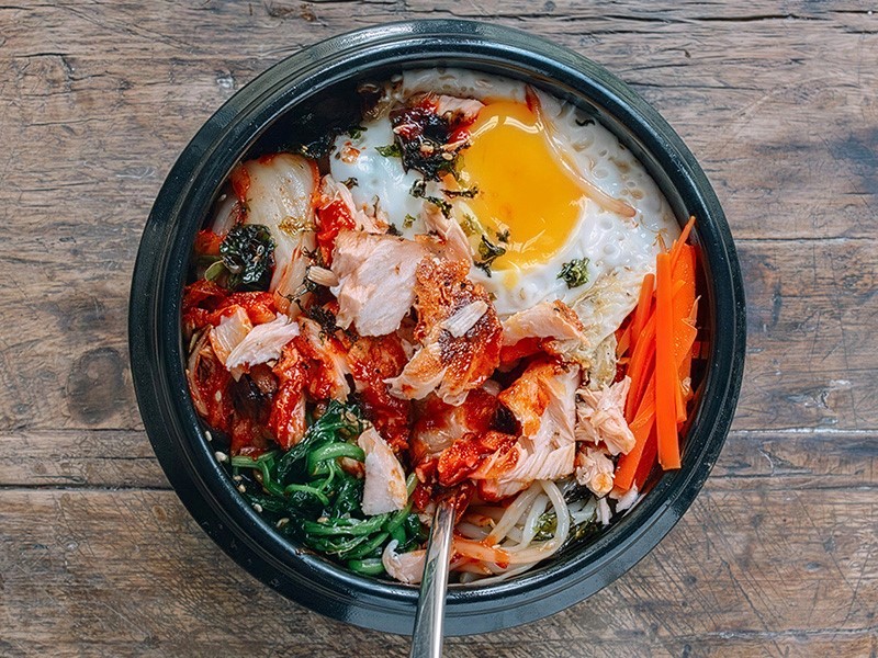 Пибимбап с лососем 