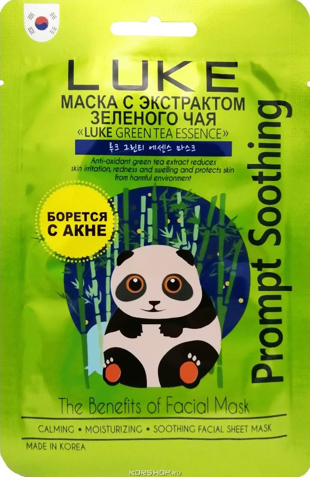Маска для лица с экстрактом зеленого чая LUKE Green Tea Essence Mask, Корея