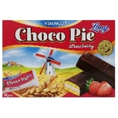 Шоколадные пирожные со вкусом клубники Чоко Пай Choco Pie Long Virosco (12 шт.), Вьетнам.