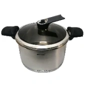 Высокая вакуумная кастрюля из нержавеющей стали с крышкой Stainless Vacuum HappyCall 24 см, Вьетнам 3003-1142