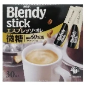Растворимый кофе Эспрессо 3 в 1 с пониженным содержанием сахара Blendy Stick AGF, Япония, 231 г (7,5 г х 30 шт.)