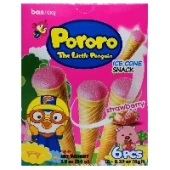 Снэк в виде рожка со вкусом клубники Ice Con Pororo, Корея, 54 г