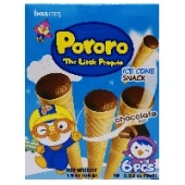 Снэк в виде рожка со вкусом шоколада Ice Con Pororo, Корея, 54 г