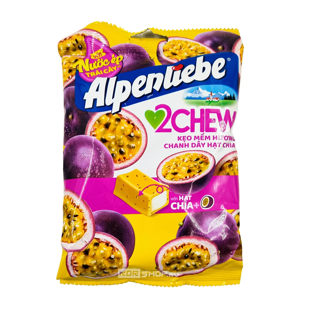 Жевательные конфеты со вкусом маракуйи Alpenliebe 2 Chew, Вьетнам, 84 г Жевательные конфеты со вкусом маракуйи Alpenliebe 2 Chew, Вьетнам, 84 г